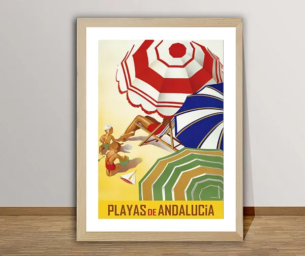 Playas De Andalucia Spain Vintage Travel Poster