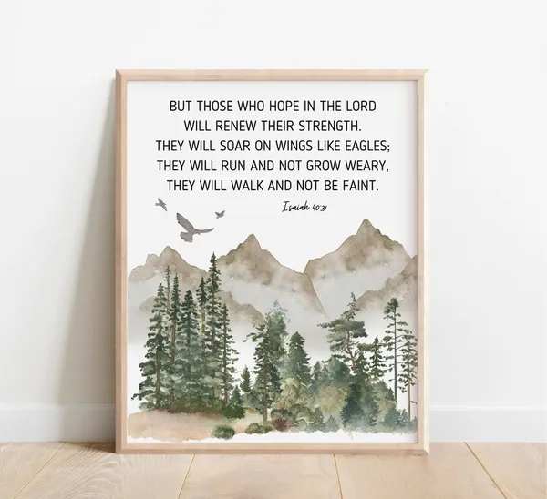 Isaiah 40:31 Scripture Art Print, Watercolor