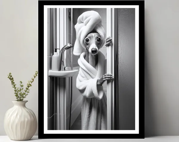 Italian Greyhound Bathroom Wall Art Print, Funny