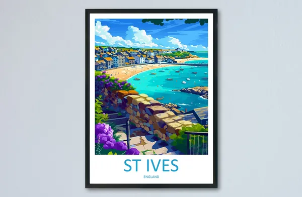 St Ives Travel Poster, Cornwall Home Decor