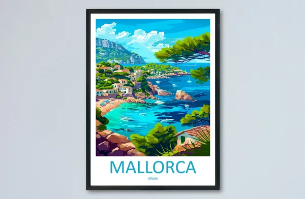 Mallorca Travel Poster, Spain Wall Art for Home