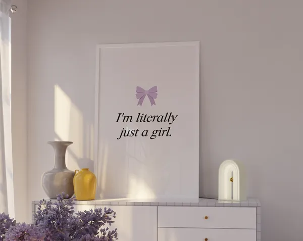 Im Literally Just A Girl, Coquette Purple Bow Art Print