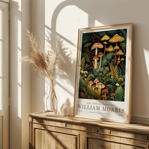 William Morris Mushroom Print, Vintage Exhibition Poster