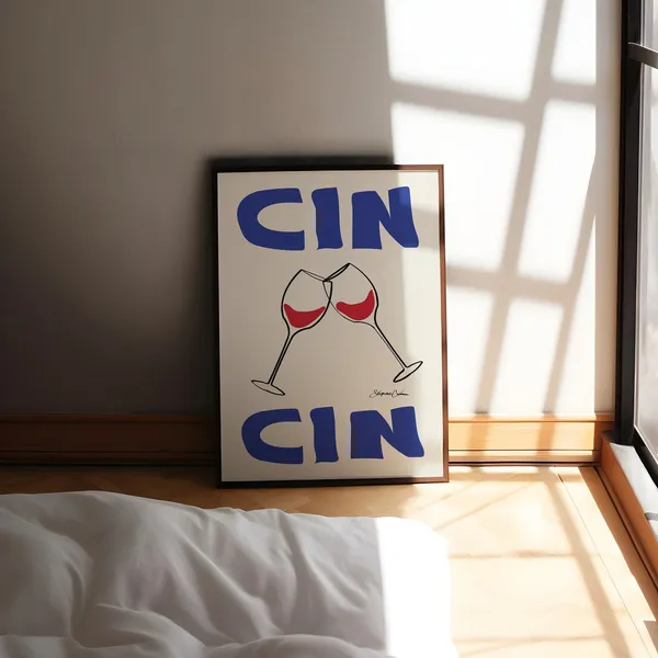 Cheers Wine Bar Cart Retro Cocktail Art Print