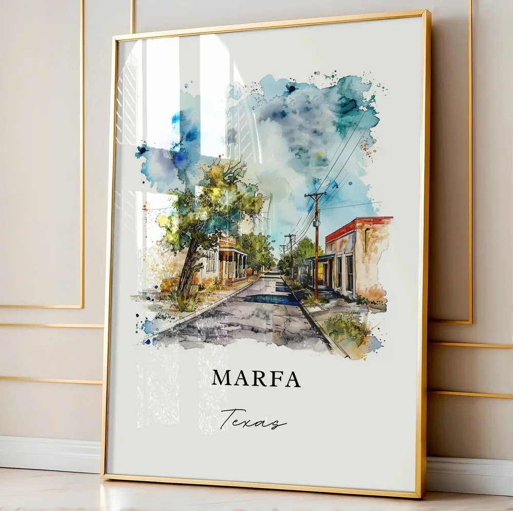 Marfa Tx Watercolor Travel Poster, Texas Wall Art - Image 4