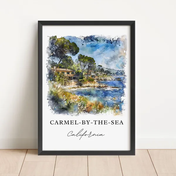 Carmel By The Sea, Monterey Watercolor Travel Poster