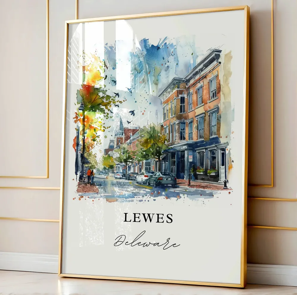 Lewes Delaware Watercolor Travel Poster, Sussex County - Image 4