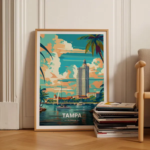 Tampa Beach Travel Poster, Florida City Art Print