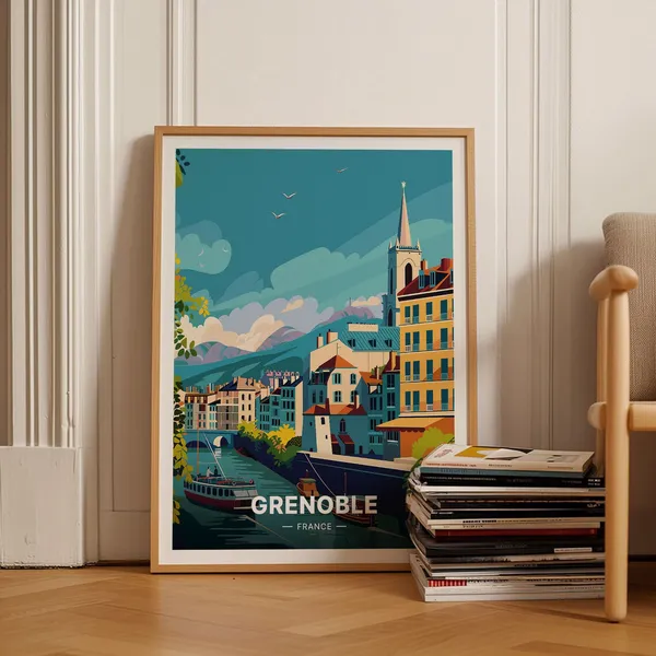 Grenoble France Travel Poster, 3D Style Art Print