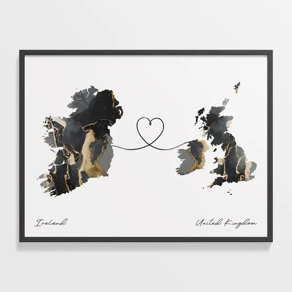 Ireland To United Kingdom Travel Map Art Print