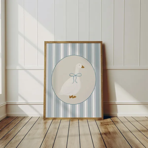 Cute Goose Poster, Vintage Aesthetic Nursery Decor