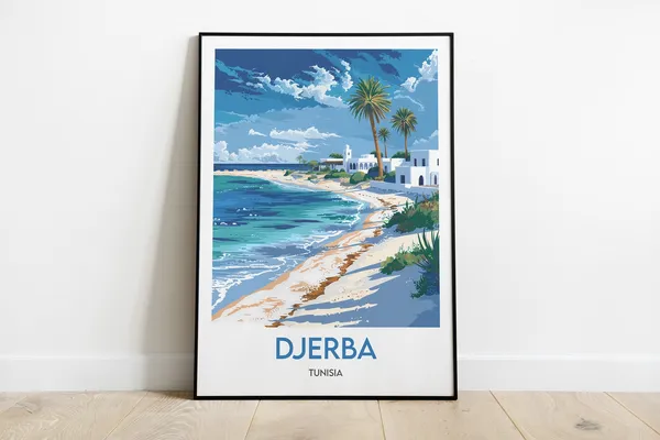 Djerba Travel Poster, Tunisia Home Decor Art Print