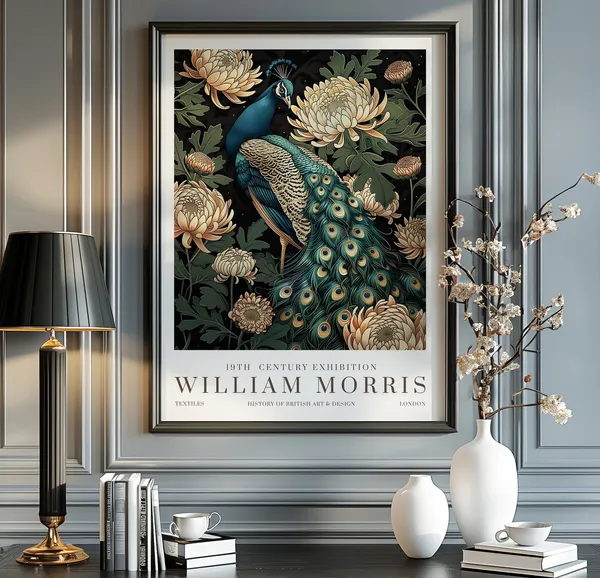 William Morris Exhibition Poster, Vintage Textiles Print