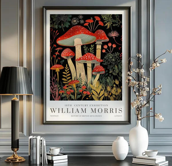 William Morris Mushroom Print, Vintage Poster