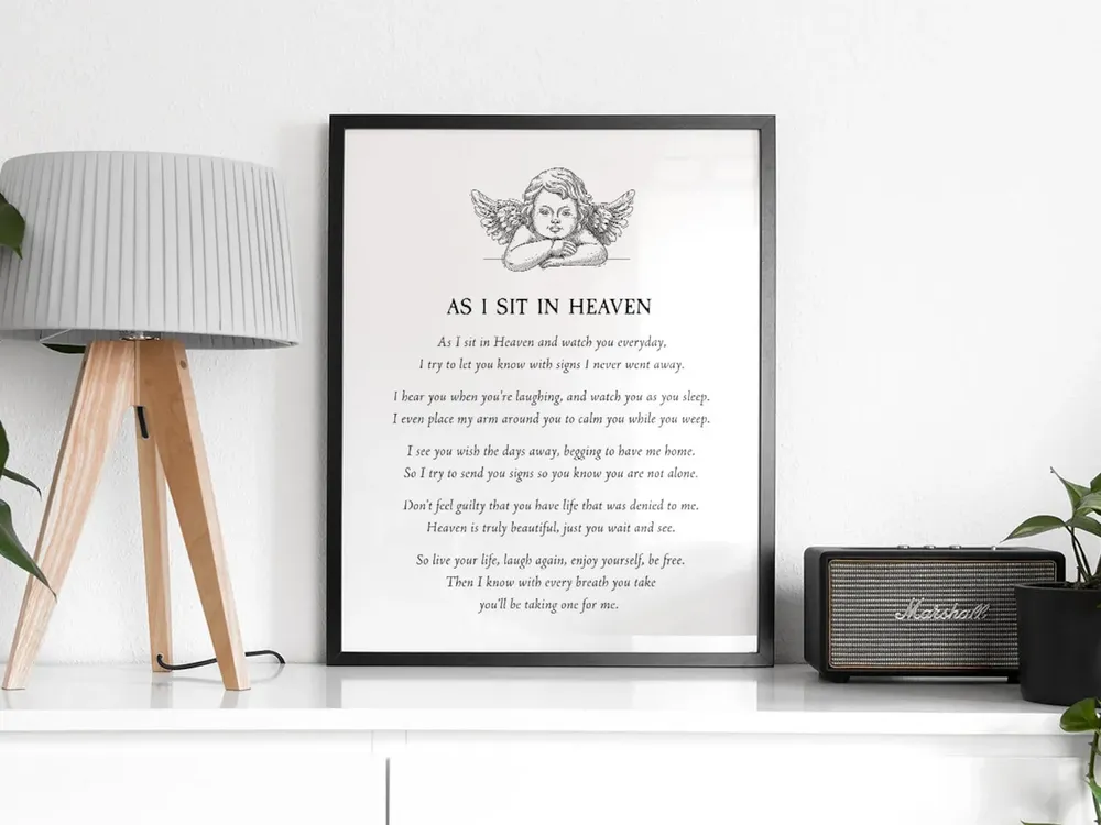 As I Sit In Heaven Memorial Poem Art Print - Image 2