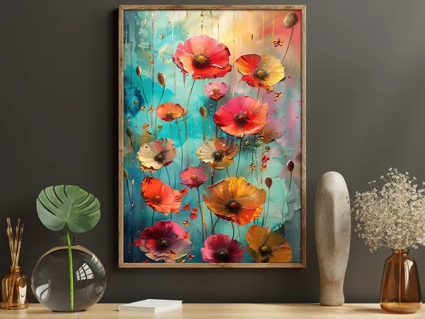 Retro Botanical Flowers Oil Painting Art Print