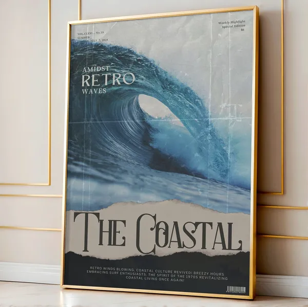 Retro Coastal Life Magazine Surf Up Poster