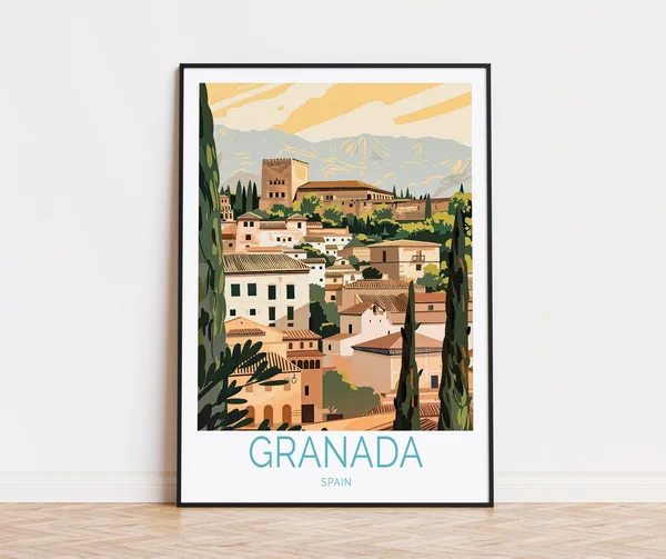 Granada Spain Vintage Travel Poster, Alhambra