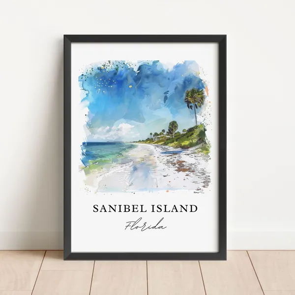 Sanibel Island Watercolor Travel Poster