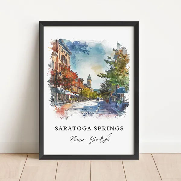 Saratoga Springs Watercolor Travel Poster