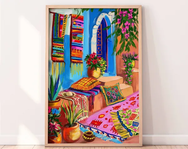 Chefchaouen Morocco Travel Poster, Blue City