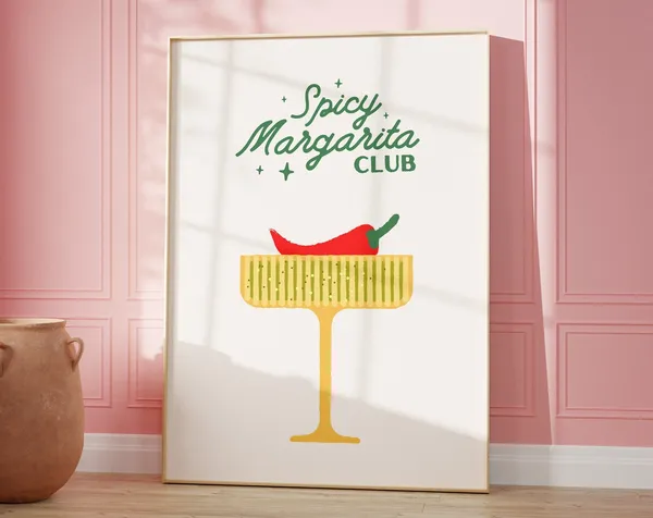 Spicy Marg Margarita Cocktail Retro Kitchen Art Print