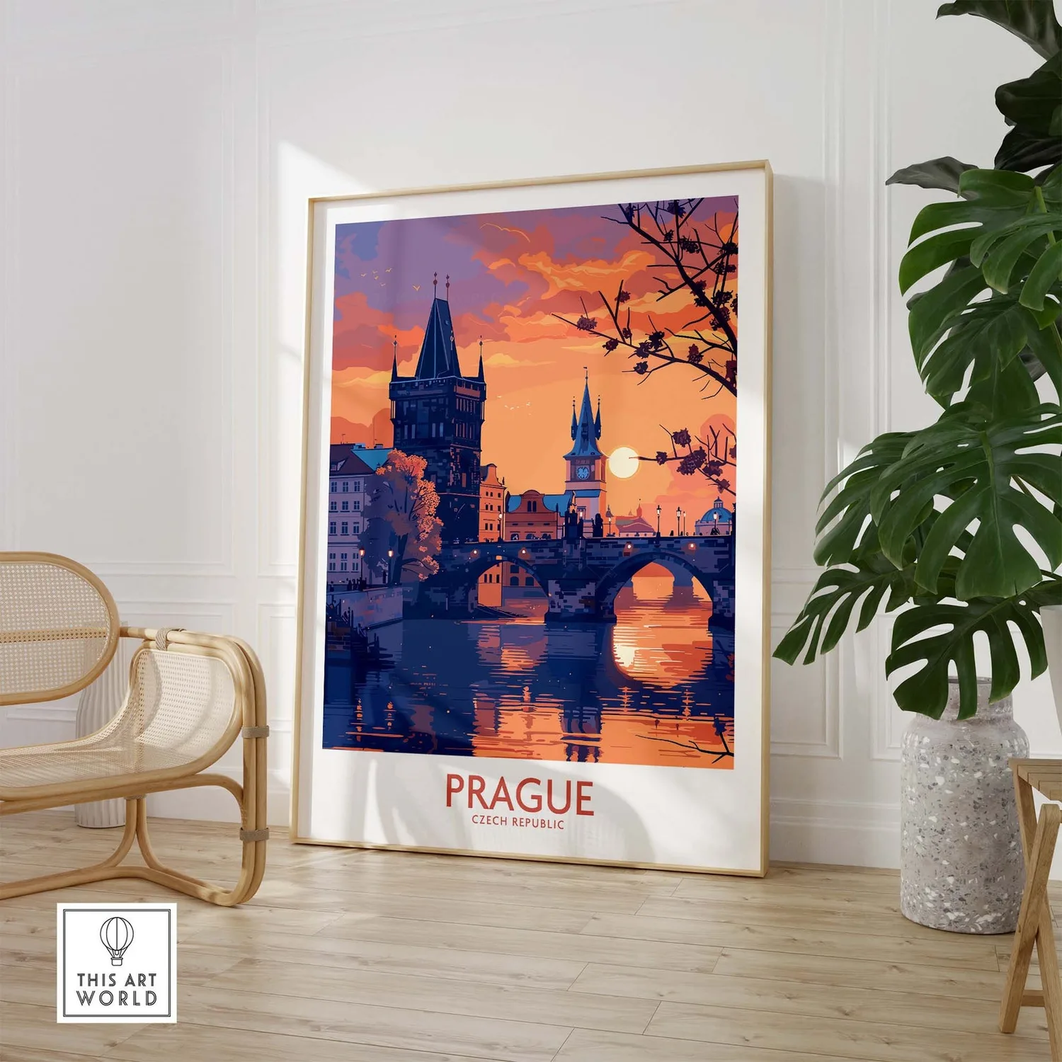 Prague Gift Illustration Wall Art Print - Image 3