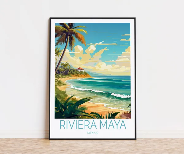 Riviera Maya Travel Poster, Mexico Wall Art Print