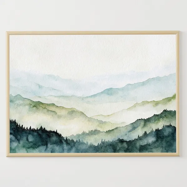 Blue Ridge Mountains Watercolor Print, North Carolina
