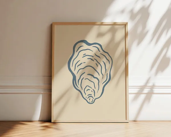 Oyster Shell Ink Drawing, Coastal Line Art Print
