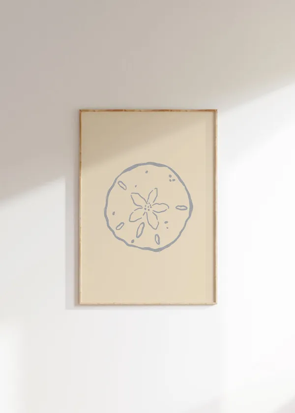 Sand Dollar Ink Drawing, Coastal Boho Art Print