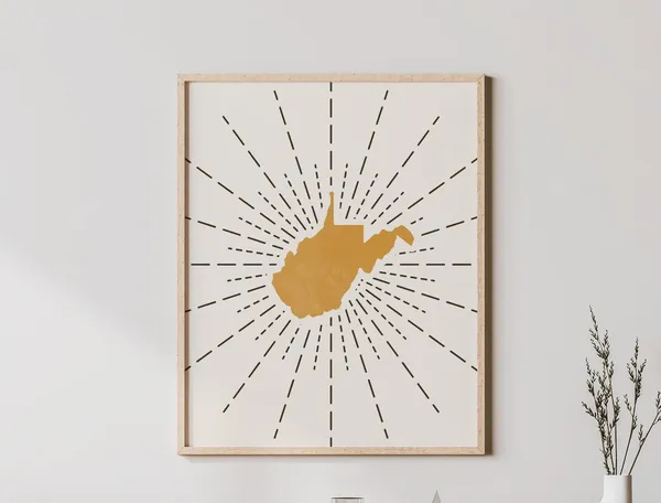 West Virginia Boho Mid-Century Modern Art Print