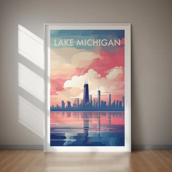 Lake Michigan Travel Poster, Wall Art Print