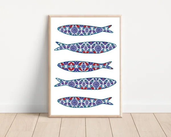 Portugal Sardine Tile, Portuguese Travel Poster
