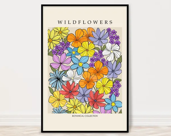 Wildflowers Boho Botanical Floral Art Print