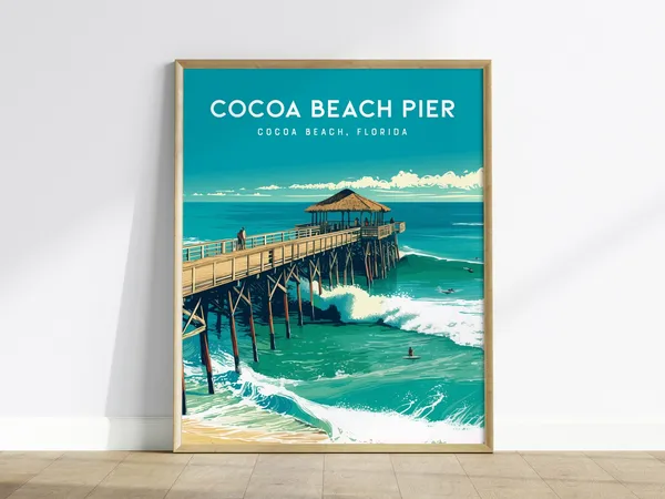 Cocoa Beach Pier Florida Surf Travel Poster