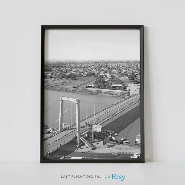 Khartoum Nile River Bridge Poster, Sudan Cityscape
