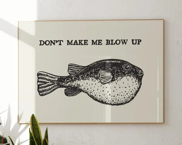 Vintage Blowfish Coastal Beach Quote Art Print