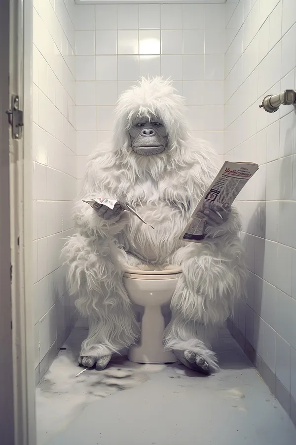 Yeti Sitting On The Toilet Reading A Newspaper Poster