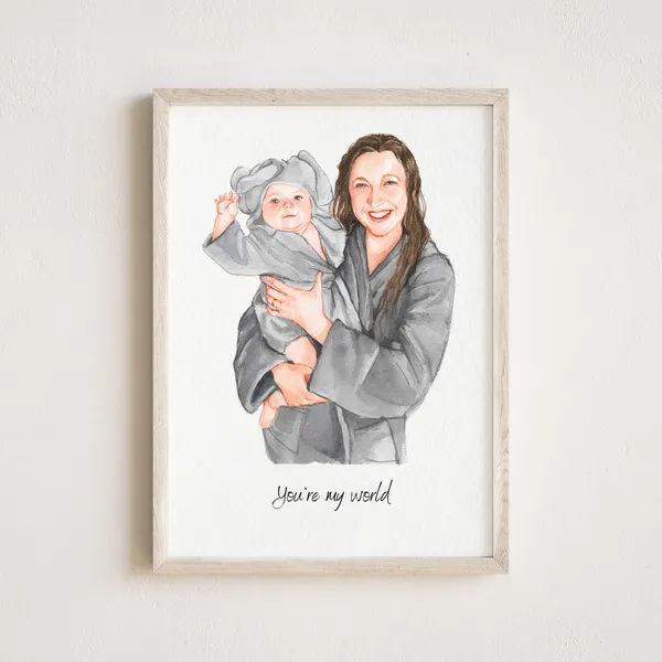 Custom Family Portrait Art Print, Gift for Mom