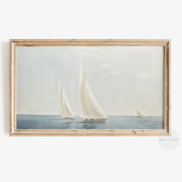 Sailboat Vintage Style Seascape Art Print