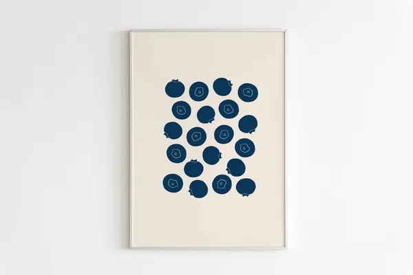 Blueberries Art Print, Kitchen Wall Art Poster