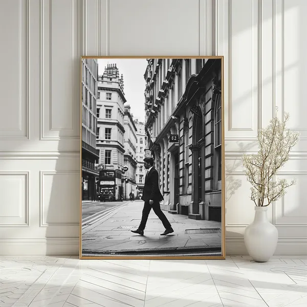 Black and White Stylish Man Walking In City Streets