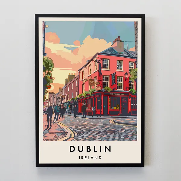 Dublin Travel Poster, Ireland Travel Art