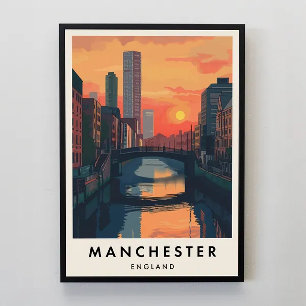 Manchester Travel Poster, City Name Art Print