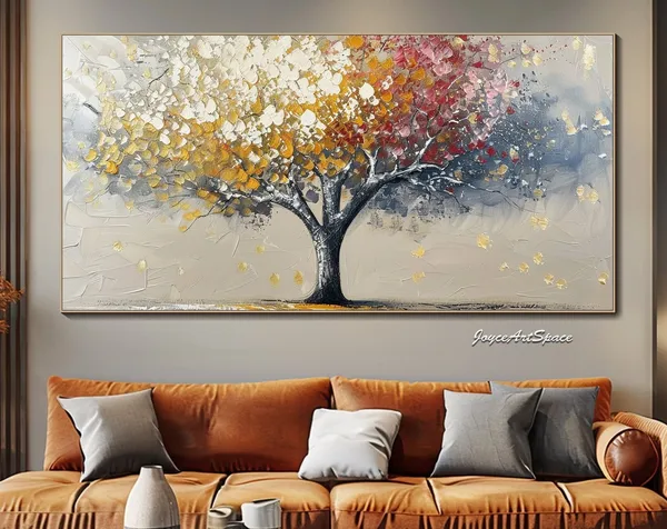 Abstract Textured Tree Oil Painting Art Print