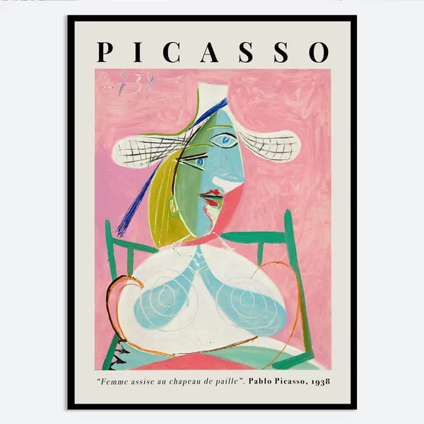 Picasso Femme Assise Au Chapeau De Paille Art Print