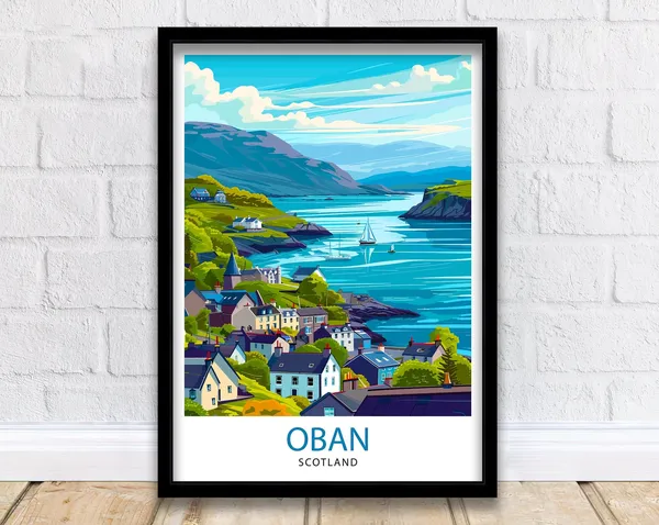 Oban Scotland Travel Poster, Europe Wall Decor
