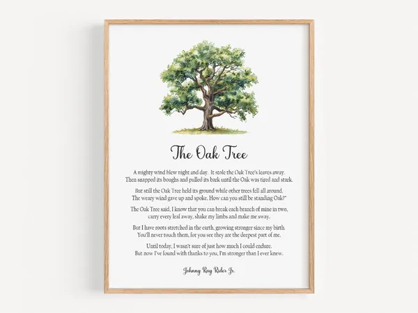 The Oak Tree Poem, Nature Poetry Wall Art Print