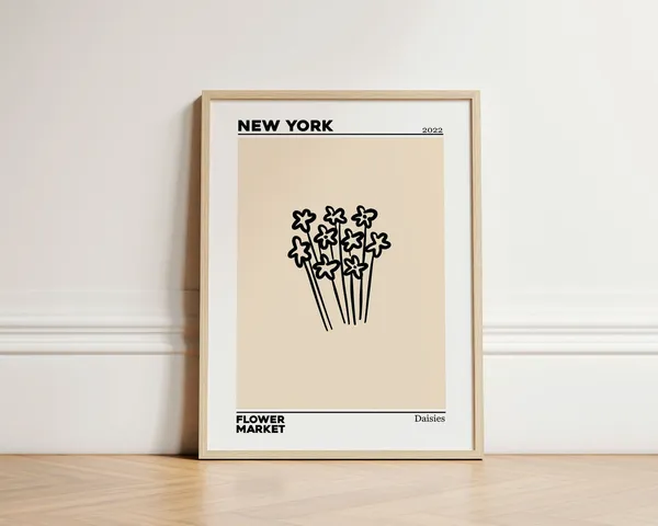 New York Flower Market Ink Bleed Style Travel Poster